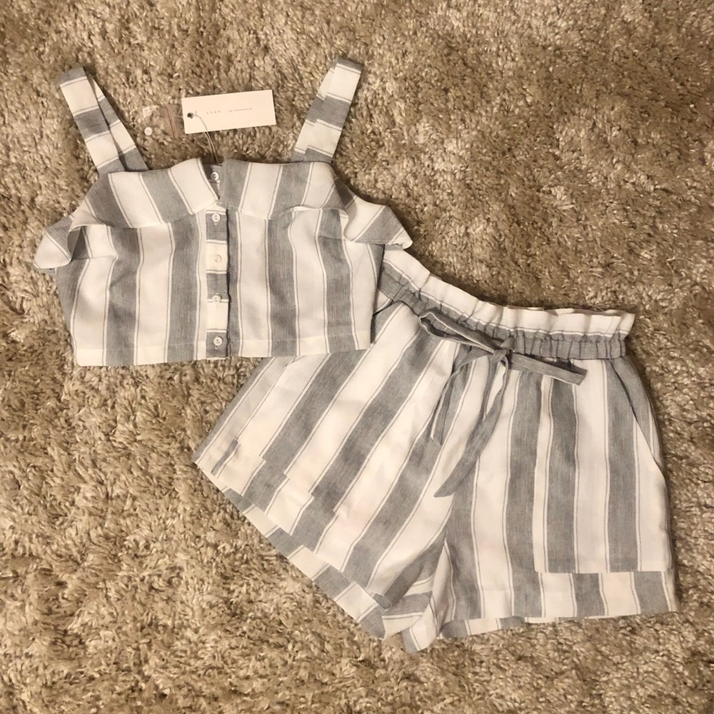 Lush Striped Ruffle Top and Short Set